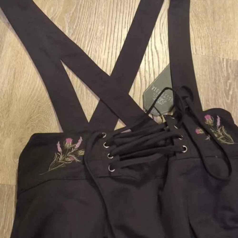 Disturbia despair floral embroidered tailored pleated pinafore midi skirt size 8 - Picture 3 of 4